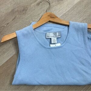 NWT Precious Fibers 100% Cashmere Baby Blue Knit Sweater Tank Top
